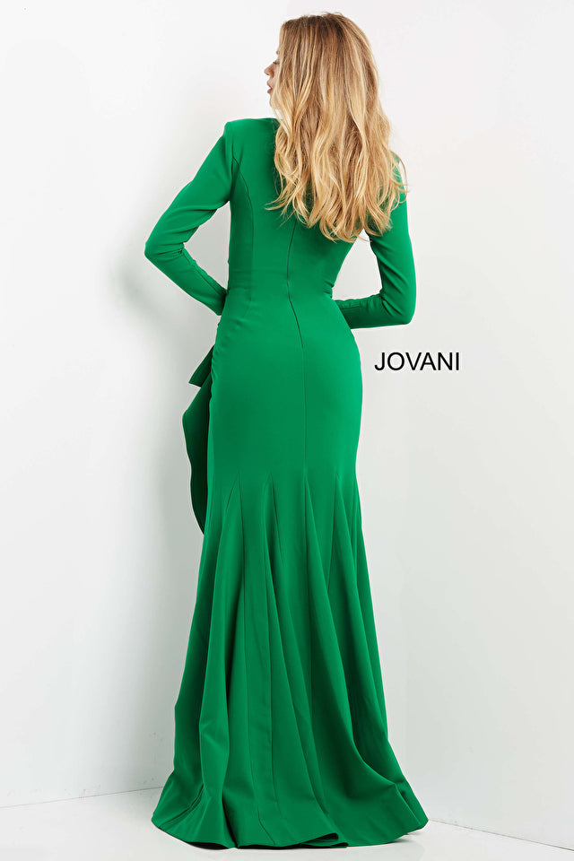 Jovani 06995 Mother of the Bride Long Sleeve Wrap Skirt Dress
