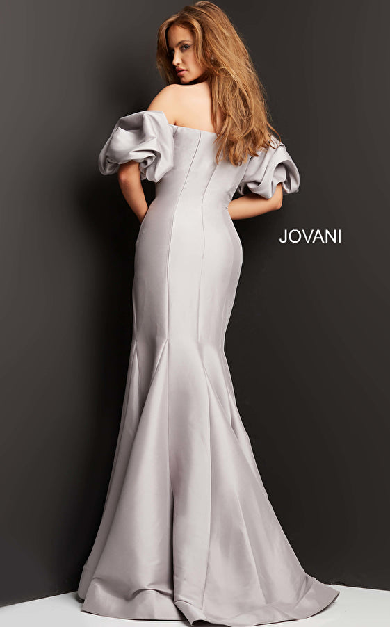 Jovani 08361 Mother of the Bride Off Shoulder Puff Sleeve Dress