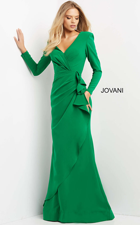 Jovani 06995 Mother of the Bride Long Sleeve Wrap Skirt Dress